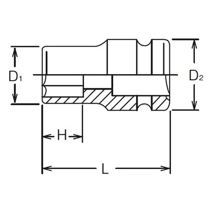 Ko-ken 1/2" Drive 6-point Thin Walled Regular Impact Sockets