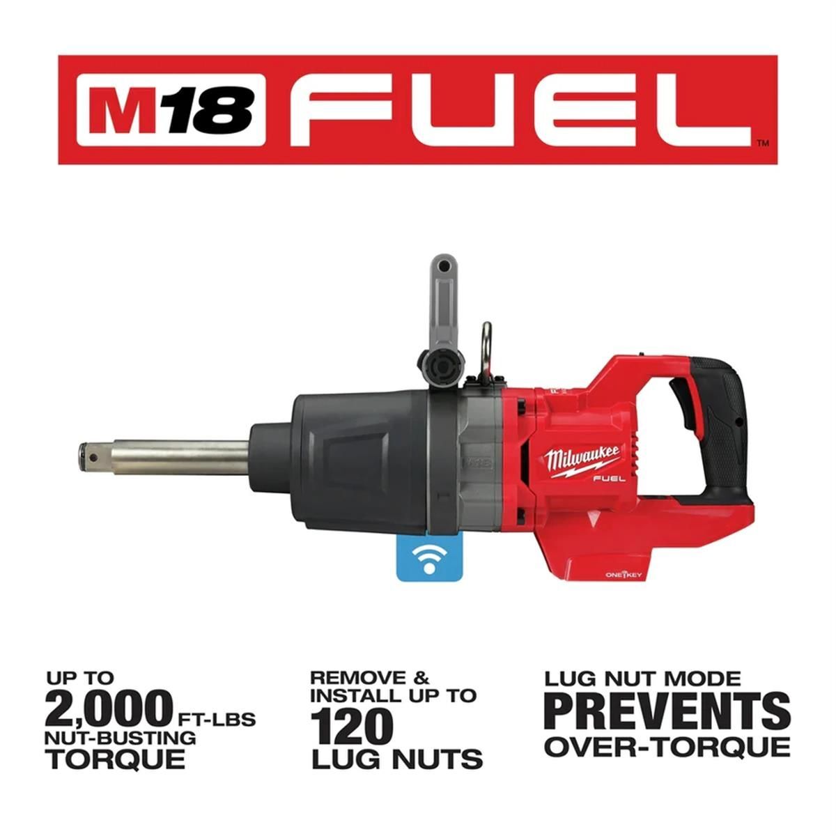 Milwaukee M18 FUEL 1″ D-Handle Extended Anvil High-Torque Impact Wrench w/ ONE-KEY