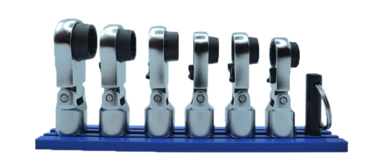 VIM Tools 6 Pc. 12PT Nano Flex Offset Ratcheting Attachment Set – 3/8” Drive (8–13mm) Right View