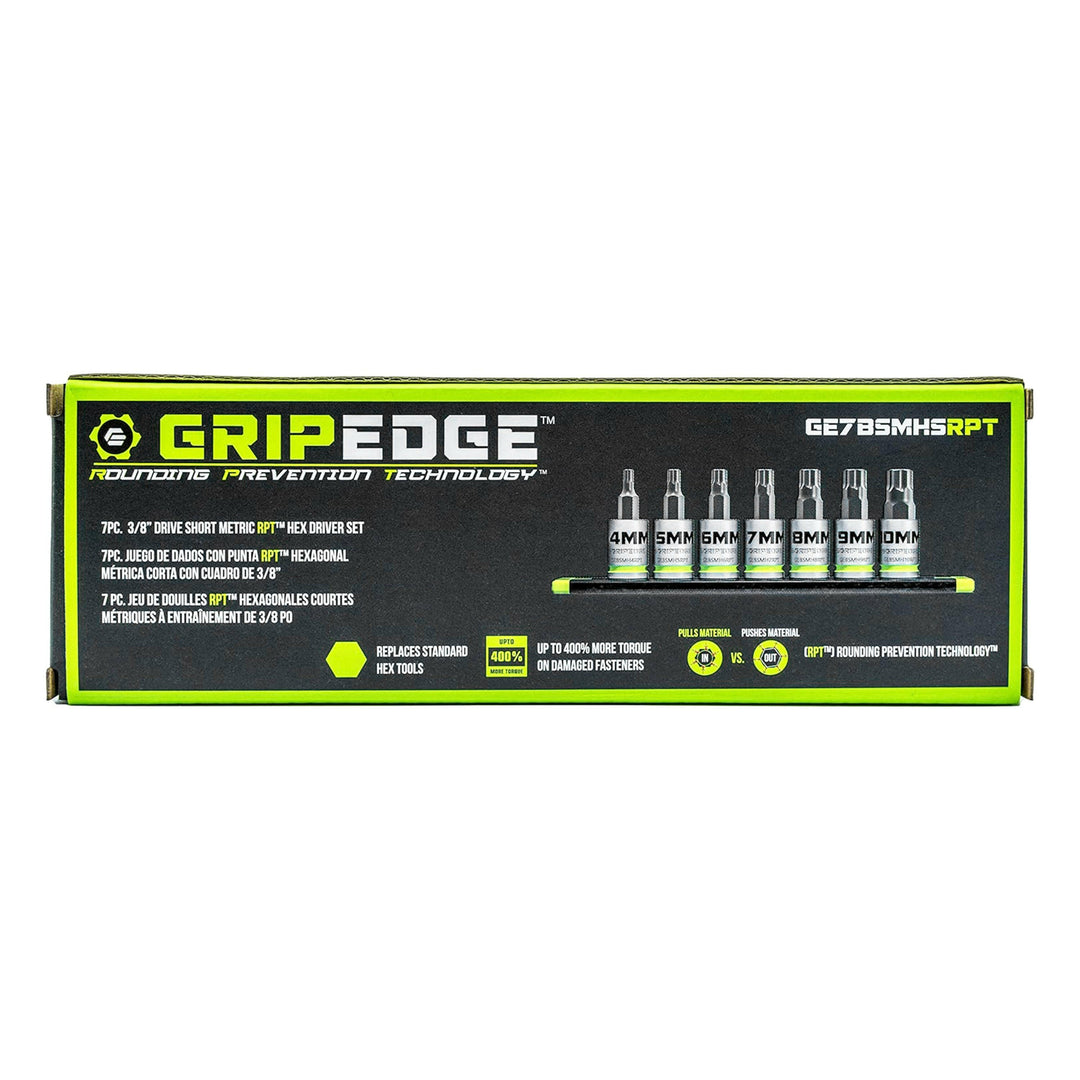 GRIPEDGE RPT Hex Driver Set — 7-Pc, 3/8″ Drive Short Metric