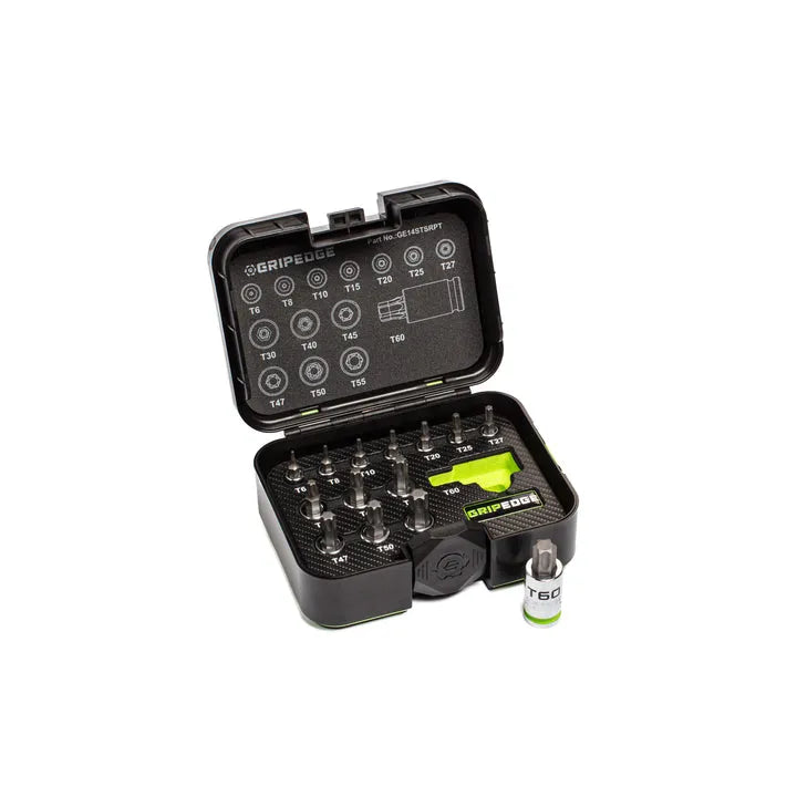 GRIPEDGE RPT Star (Torx) Bit Socket Set — 14-Pc (T6–T60)