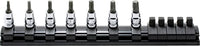 Ko-ken 1/4" TORX® Bit Socket Set (7 pieces) / Rail 7.8" Front View