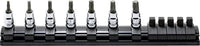 Ko-ken 1/4" TORX® Bit Socket Set (7 pieces) / Rail 7.8" Front View