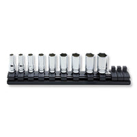Ko-ken 1/4" Drive 6-point Semi Deep Socket Set (9 pieces) / Rail 7.8" Front View