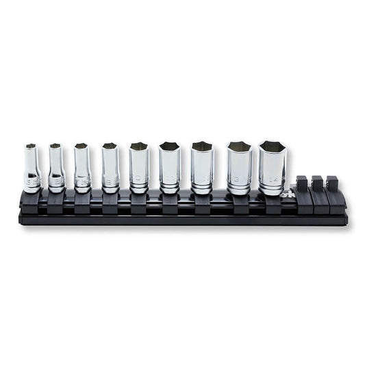 Ko-ken 1/4" Drive 6-point Semi Deep Socket Set (9 pieces) / Rail 7.8"