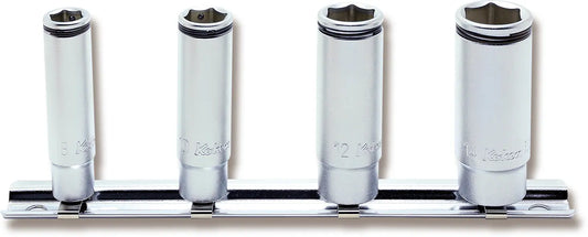 Ko-ken 1/4" Deep NUT GRIP® Socket Set (8–14mm) — 4 Pieces Front View 