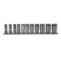 Ko-ken 1/4" Sq. Dr. Semi-Deep NUT GRIP® Socket Set (5–14mm) — 11 pcs Front View