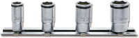 Ko-ken 1/4" Drive NUT GRIP® Semi-Deep Socket Set (8–14mm) — 4pc Rail Set Front View