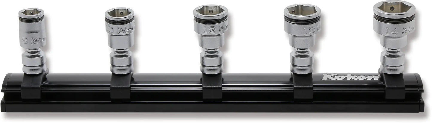 Ko-ken 1/4" Z-Series Universal NUT GRIP Socket Set (8–14mm) Front View