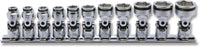 Ko-ken 1/4 Sq. Dr. Universal NUT GRIP Socket Set, 5mm–15mm (11 pcs) Front View