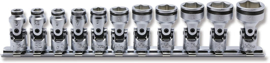 Ko-ken 1/4 Sq. Dr. Universal NUT GRIP Socket Set, 5mm–15mm (11 pcs) Front View