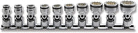 Ko-ken 1/4" Sq. Drive SAE Universal 12-Point NUT GRIP Socket Set (10 pc) Front View