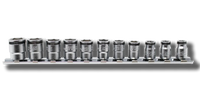 Ko-ken 1/4” Drive Short NUT GRIP Socket Set, 5–14mm (11 Pc) Front View