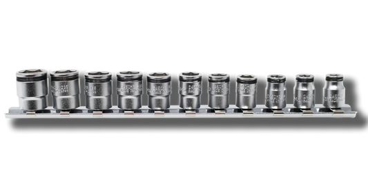 Ko-ken 1/4” Drive Short NUT GRIP Socket Set, 5–14mm (11 Pc) Front View
