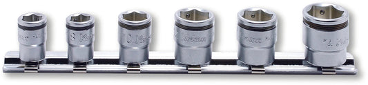 Ko-ken 1/4" Sq. Dr. Short NUT GRIP® Socket Set (7–14mm) — 6 Pieces Front View