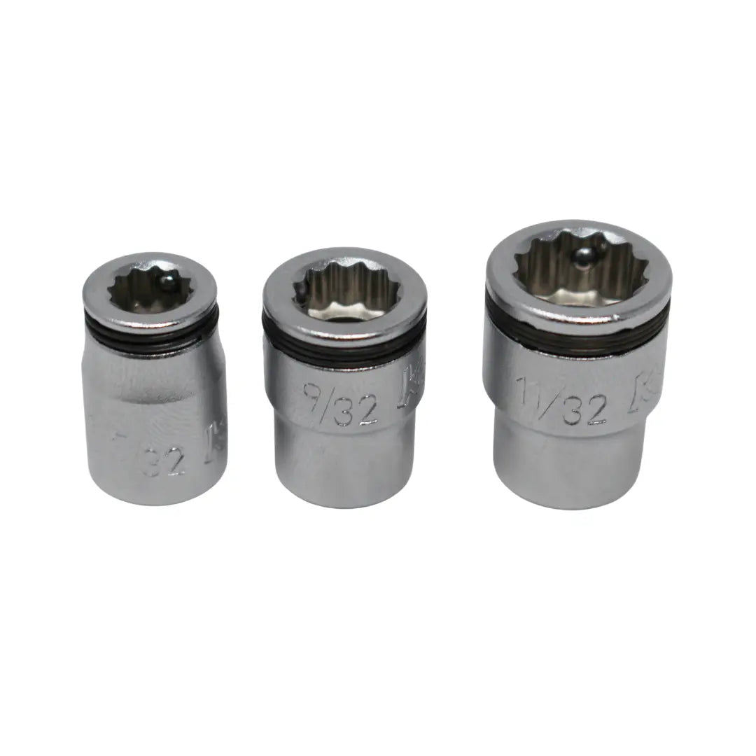 Ko-ken 1/4" Sq. Dr. 12-Point NUT GRIP Socket Set (7/32–11/32) — 3 Pieces Front View