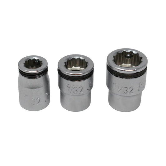 Ko-ken 1/4" Sq. Dr. 12-Point NUT GRIP Socket Set (7/32–11/32) — 3 Pieces Front View