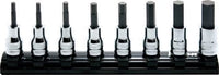 Ko-ken 3/8" Inhex Bit Socket Set (8 pieces) / Rail 7.8" Front View