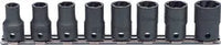 Ko-ken 3/8" Nut Twister Socket Set (8–16mm) — 8 Pieces on Rail Front View