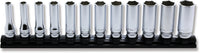 Ko-ken 3/8" Drive 6-point Deep Socket Set (12 pieces) / Rail 11.8" Front View