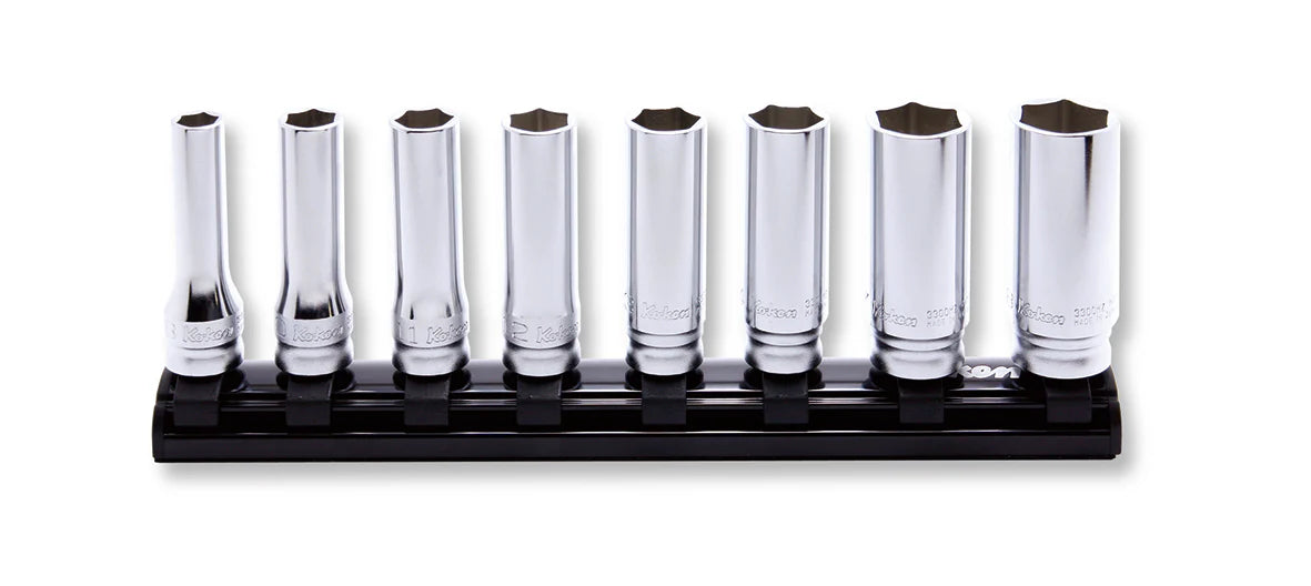Ko-ken 3/8" Drive 6-point Deep Socket Set (12 pieces) / Rail 11.8"