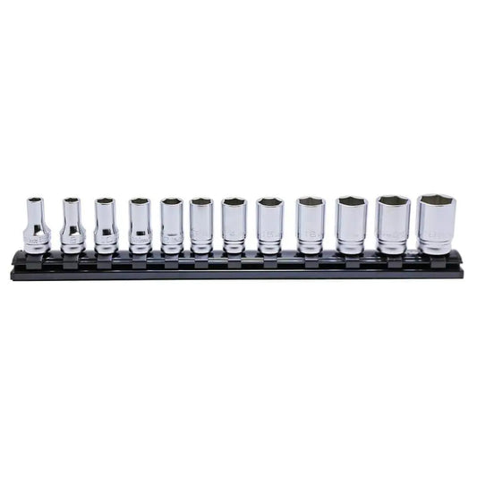 Ko-ken 3/8" Drive 6-point Semi Deep Socket Set (12 pieces) / Rail 11.8"