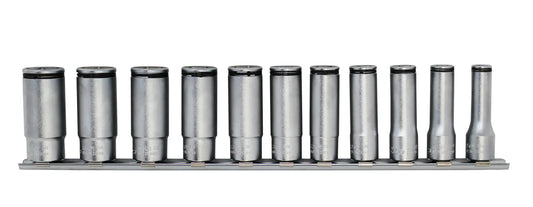 Ko-ken 3/8" Deep NUT GRIP Socket Set (8–19mm) — 11 Pc Front View