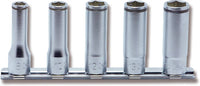 Ko-ken 3/8" Drive Deep NUT GRIP® Socket Set (8–14mm, 5-Piece) Front View