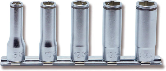 Ko-ken 3/8" Drive Deep NUT GRIP® Socket Set (8–14mm, 5-Piece) Front View