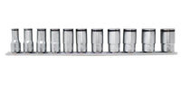 Ko-ken 3/8" Sq. Dr. Semi-Deep NUT GRIP® Socket Set, 8–19mm (11 Pieces) Front View