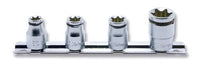 Ko-ken 3/8” Sq. Dr. 4 Pc NUT GRIP TORX Socket Set (E10–E20) Front View
