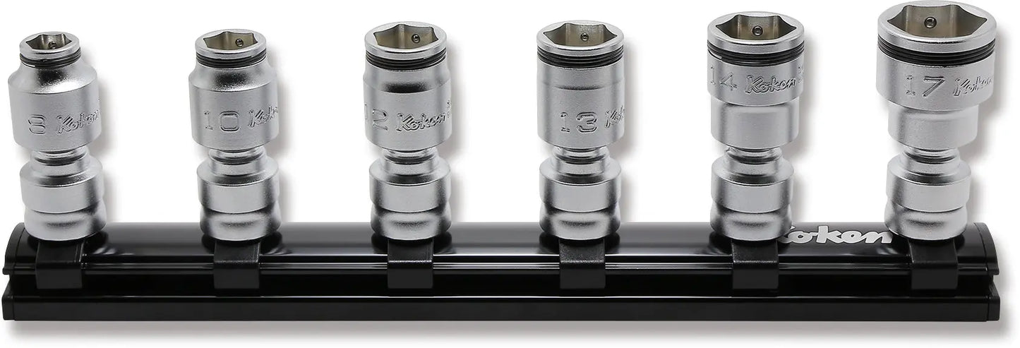 Ko-ken 3/8" Z-Series Universal NUT GRIP Socket Set (6-Piece) Front View