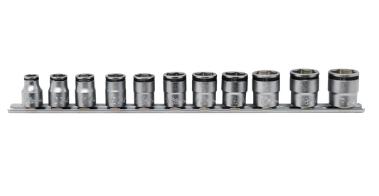 Ko-ken 3/8" Dr NUT GRIP Socket Set 8–19mm (11 Pc) Front View