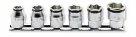 Ko-ken 6 Piece 3/8" Sq. Dr. NUT GRIP® Hex Base Socket Set (8–17mm) Front View