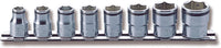 Ko-ken 3/8" Drive NUT GRIP Socket Rail Set, 8–19mm (8 pc) Front view