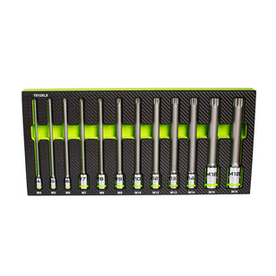GRIPEDGE RPT Extra-Long Triple Square Bit Socket Set — 12-Pc, 1/4″ • 3/8″ • 1/2″ Drives