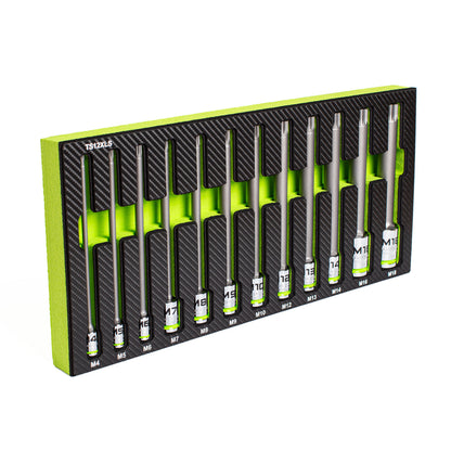 GRIPEDGE RPT Extra-Long Triple Square Bit Socket Set — 12-Pc, 1/4″ • 3/8″ • 1/2″ Drives