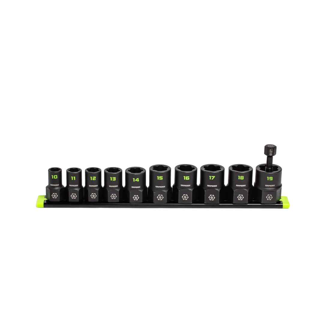 GRIPEDGE RPT Extractor Socket Set — 10-Pc, 3/8″ Drive Metric