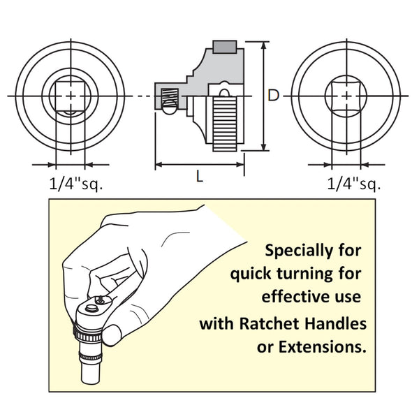 Nepros Quick Spinner — 1/4” Drive mechanical daigram