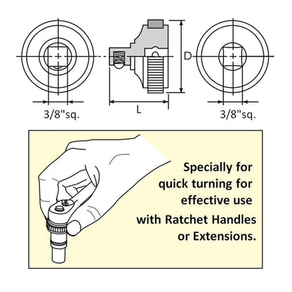 Nepros 3/8"Sq. Quick Spinner (nepros) mechanical drawing