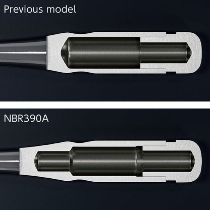 Comparison of two models labeled 'Previous model' and 'NBR390A'.