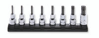 Ko-ken 3/8" TORX® Bit Socket Set (8 pieces) / Rail 7.8" Front View