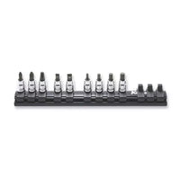 Ko-ken 1/4" Drive Bit Socket Set PH, SL, HEX Z-Series (9 pieces) / Rail 7.8" Front View