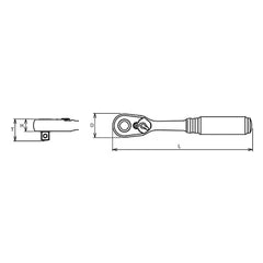 Ko-ken 3/8" Drive x 6.3" Reversible Ratchet with Quick Release Button