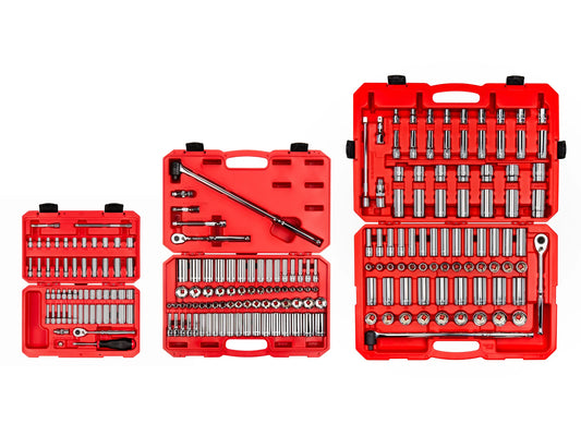Tekton 1/4", 3/8", 1/2" Drive 6-Point Socket and Ratchet Set with Cases, 212-Piece (5/32" - 1-5/16", 4 - 32 mm)