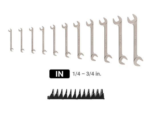 Tekton Angle Head Open End Wrench Set with Modular Organizers, 11-Piece (1/4-3/4 in) Front view