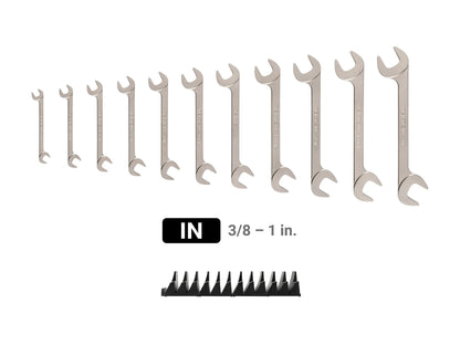 Tekton Angle Head Open End Wrench Set with Modular Organizers, 11-Piece (3/8-1 in)