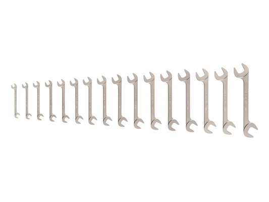 Tekton Angle Head Open End Wrench Set, 16-Piece (10-27 mm) Front View