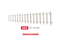 Tekton Angle Head Open End Wrench Set with Modular Organizers, 16-Piece (10-27 mm) Front View