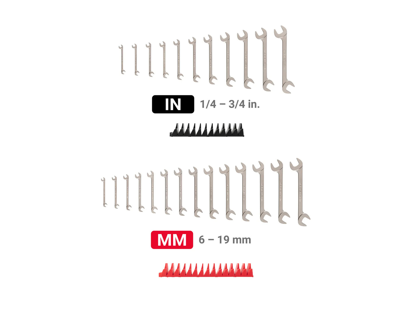 Tekton Angle Head Open End Wrench Set with Modular Organizers, 25-Piece (1/4-3/4 in, 6-19 mm)
